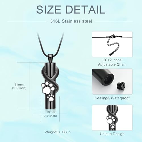 Collier funéraire acier inoxydable de qualité supérieure avec pendentif patte
