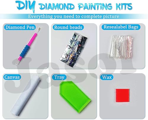 Image of Jasol Diamond Painting Kit, 40x30 Cms, Full Drill, 5D Crystals, Home Wall Decor Gift Set (Butter Fly M45041)