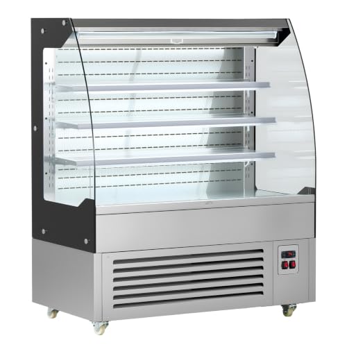 Image of VEVOR Open Air Merchandiser, 7.5 cu. ft. 3-Tier Shelving Commercial Refrigerator, Grab and Go Fan Cooling Display Cooler, with LED Lighting, Night Curtain, Upright for Restaurants, Stores, Office