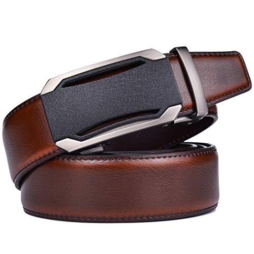 Image of Beltox Men Leather Belt w Slide Ratchet Interchangeable Buckle