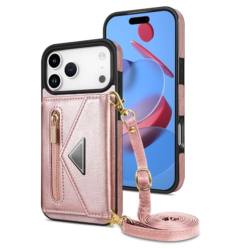 Étui porte-cartes iPhone 14 Pro Max antichoc avec dragonne amovible