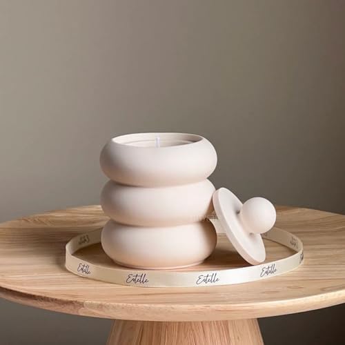 Image of Kitty Cat Aesthetic Soy Wax Scented Candles | Reusable Concrete Sea Shell Jars | Vanilla Aroma | 12+ Hours Burn Time | Perfect Home Decor for Bedroom, Office & Hostel (Round Stacked Jar Candle)