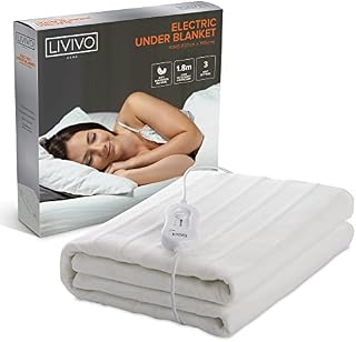 LIVIVO ® Electric Under Blanket  Soft and Comfortable Heated Sheet with 3 Heat Settings  Secures to Bed with Ties - Machine Washable with Detachable Control  Overheat Protection (King(165x137CM))