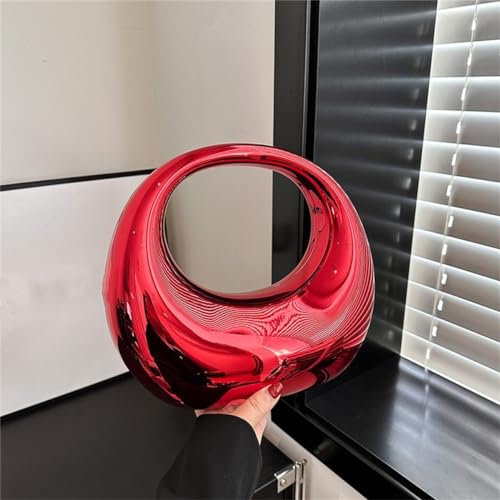 Image of Acrylic Evening Clutch Purse Top-handle Moon Hobo Bag, Elegant Marble Handbag for Wedding Cocktail Party