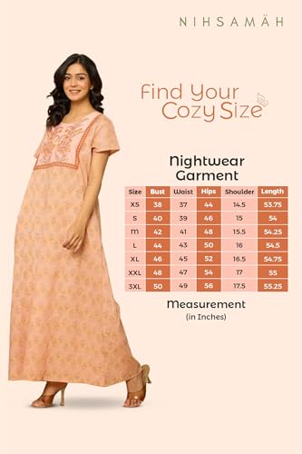 Image of NIHSAMAH Cotton Nighty for Women - Printed Stylish Night Gown, Comfortable Sleepwear Long Nightwear, Maxi
