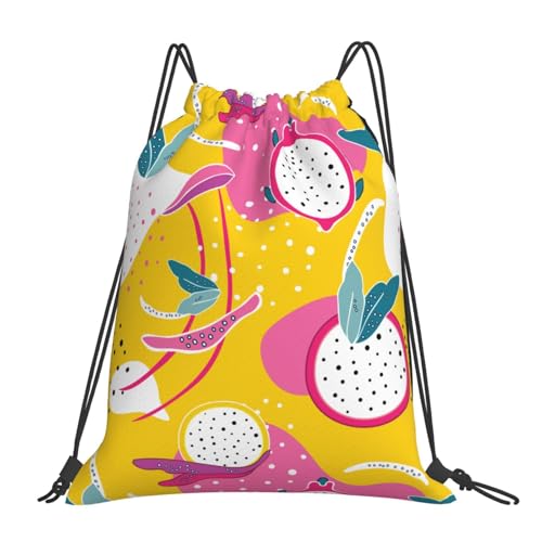 fruit Pitaya Drawstring Backpack Gym Bag Waterproof Draw String Cinch Bags for Sports Yoga Swimming Travel Beach
