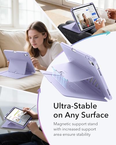 Image of ESR for iPad (A16) 11th Generation Cover, iPad 11th /10th Gen Cover (2025 /2022), Vertical Stand Case, Multi Stand Angles, Ultra-Stable Case with Pencil Holder, Flip Series, Light Purple