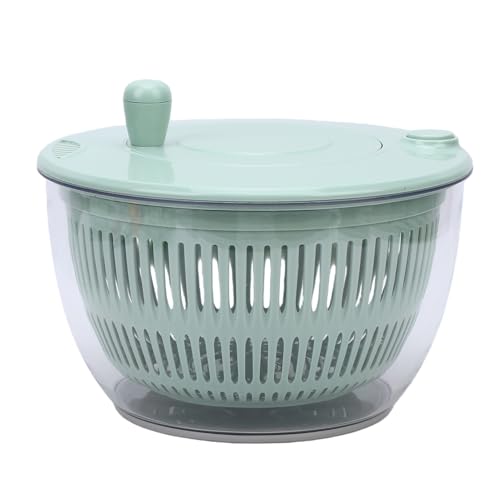 Zerodis Girador de Ensalada 3 en 1, Versátil Giratorio Manual de Cocina para Frutas y Verduras con 5 Cabezales de Corte Intercambiables de Acero Inoxidable para Lavar, Secar, Rebanar, (GREEN)