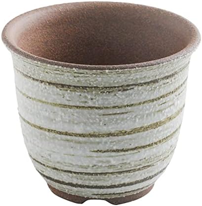 Wazakura Banko Series Japanese Handmade Ceramic Bonsai Pot and Orchid Planter 4.7 in (120 mm) with Drainage Hole, Small Garden Container, Tall Flower Vase, Mini Cactus and Succulent Bowl - Brush White