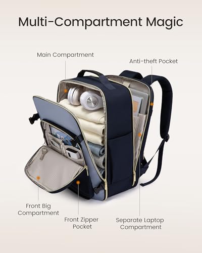 Image of LOVEVOOK 40L Travel Backpack for Women & Men, Airline Approved Carry On Luggage with 3 Packing Cubes, TSA Overnight Bags, Waterproof Personal Item Bag, Weekender Essentials Backpacks fits 17 inch Laptop