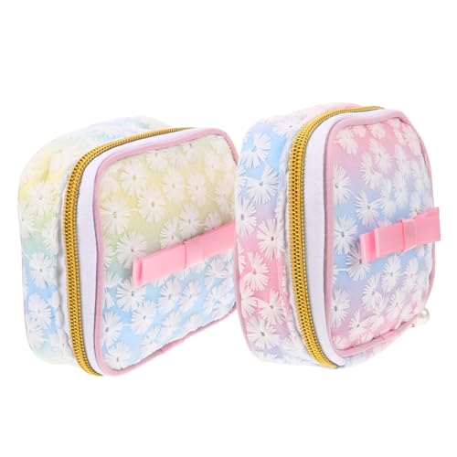 COLLBATH 2 piezas Bolsa para Compresas Bordada de Malla para Almacenamiento de Toallas Sanitarias y Accesorios de Colores Aleatorios Portátil y Multipropósito para Higiene Color Aleatorio