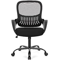 SMUG Office Computer Desk Chair, Ergonomic Mid-Back Mesh Rolling Work Swivel Task Chairs with Wheels, Comfortable Lumbar Support, Comfy Arms for Home, Bedroom, Study, Dorm, Student, Adults
