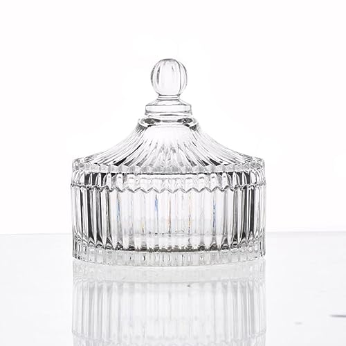 Erioctry 300ml/10oz Elegant Crystal Candy Jar With Lid, Decorative Glass Dish Bowl