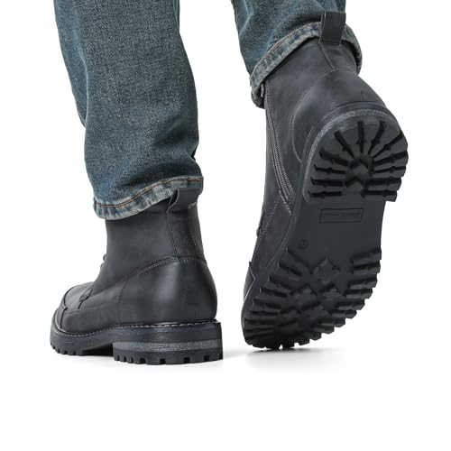 Bruno Marc Bruno Marc Men's Motorcycle Combat Boots Warm Zipper Biker Riding Oxford Boot,Size 10.5,Grey,ENGLE-05