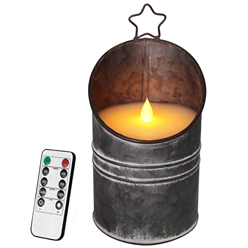 Cvhomedeco. Vintage Galvanized Can Flameless Led Candle cover