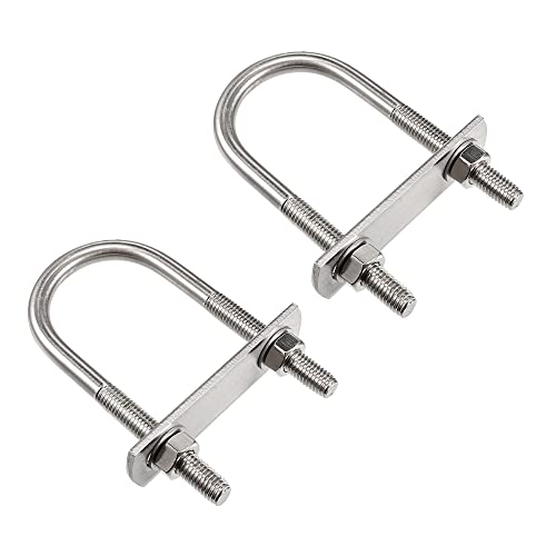 sourcing map 2 Stück M8 Rund U-Bolzen Bügelbolzen Bügelschrauben 42mm Innenbreite 100mm Länge Stahl U-Schraube mit Muttern Rahmenplatte zum Rohr Dachbox Befestigung