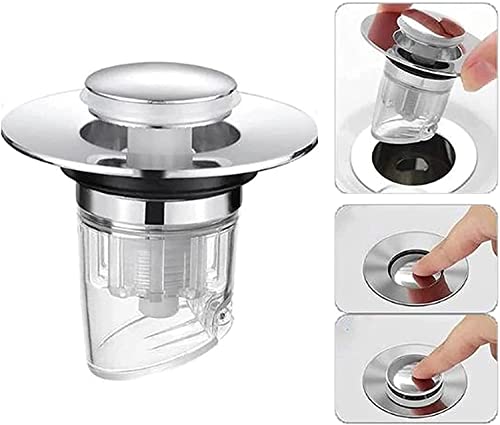 ZZHFC Triple Blockade Pop Up Sink Stopper,Upgraded Universal Bathroom Sink Stopper,Stainless Anti-Odor And Anti-Blocking with Detachable Basket Stopper, Use for Kitchen And Bathroom