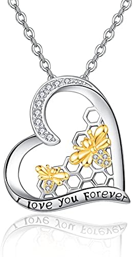 KINGWHYTE 925 Sterling Silver Penguin/Bee/Unicorn/Elephant/Butterfly/Frog Necklaces Cute Animal Heart Shaped Jewellery for Women Girls Jewellery Birthday Gifts - 18" + 2" Silver Chain