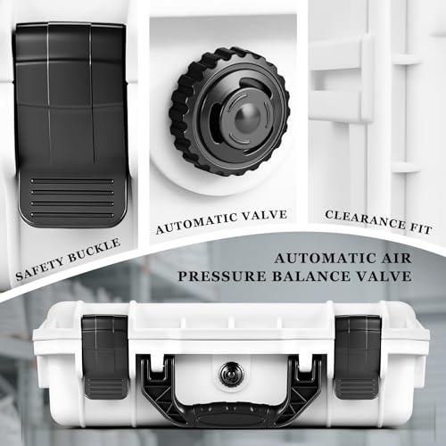 Image of Relaxweex 1 Pcs Waterproof Hard Case with DIY Customizable Foam Insert Portable Protective Case with Knife for Camera Drones Equipments Tools Test Instruments(White,16.3 x 12.4 x 6.5 Inch)