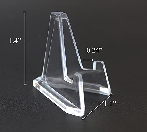 Hillspring 10 Pack 1.4 Inch Clear Small Easel Stand, Acrylic Tabletop Small Mini Easel, Display Holder For Challenge Coin, Photo, Medal, Name Card, Sign, Badge #TOP7