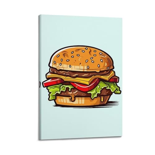 Poster Burger double couche décoration murale tableau toile moderne cadre 20x30