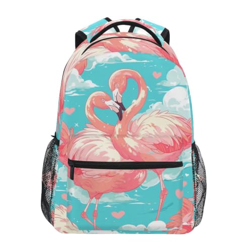 Sac à dos ordinateur flamants roses romantique pour voyage enfant et étudiant