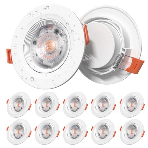Klarlight LED Recessed Ceiling Lights 5W Warm White 3000K, IP44 LED Dimmable Downlights Ceiling for Bathroom, AC 220-240V, Cut Φ75-80mm, 24mm Ultra Slim Downlights for Kitchen, Living Room, 10 Pack Klarlight LED Recessed Ceiling Lights 5W Warm White 3000K, IP44 LED Dimmable Downlights Ceiling for Bathroom, AC 220-240V, Cut Φ75-80mm, 24mm Ultra Slim Downlights for Kitchen, Living Room, 10 Pack