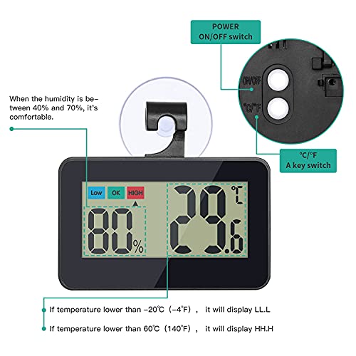 image for JLENOVEG Reptile Thermometer Hygrometer Reptile Terrarium Thermometer 