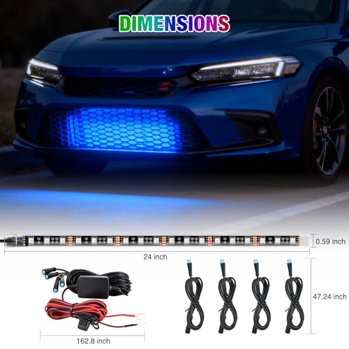 Image of Nilight 4PCS 24 inch RGB LED Grille Light Strips with APP & Remote Control