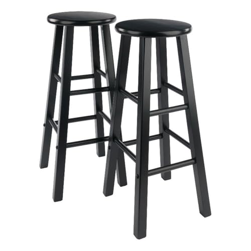 Winsome Element 2-Piece Counter Stool Set, 29' in Black, Classic Backless Bar Chairs for Kitchen & Dining Room Seating, Timeless Essential Furniture for Home, Dorm, Apartments