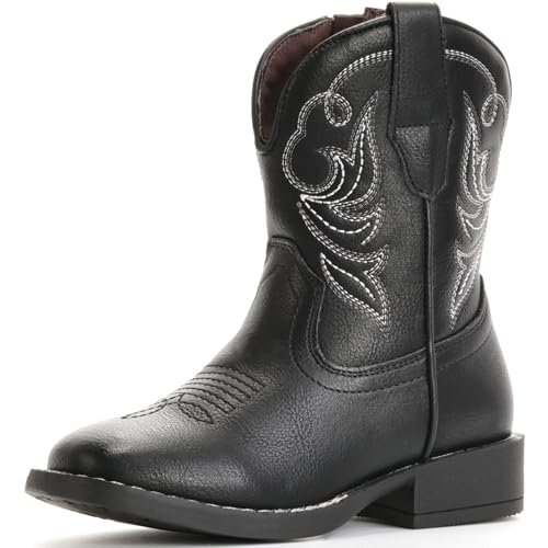 IUV KIDS Toddler Boys Cowboy Boots for Kids Girls Cowgirl Boots Western Square Toe Riding Mid Calf Boot