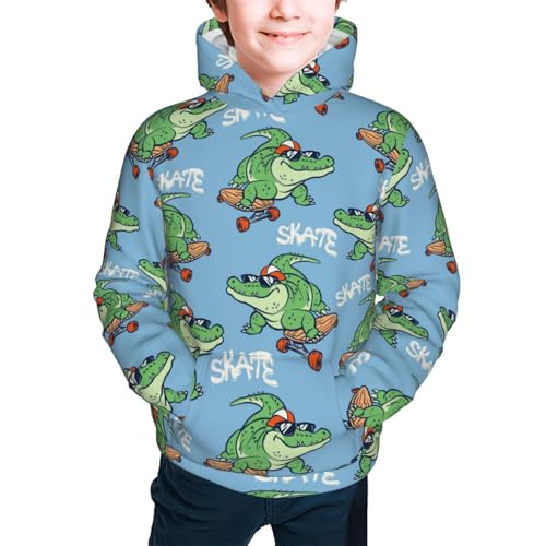 Cartoon Crocodile Skateboard 1 Kids Pullover Hoodies Boys Sweatshirts Girls Athletic Clothes with Pocket2