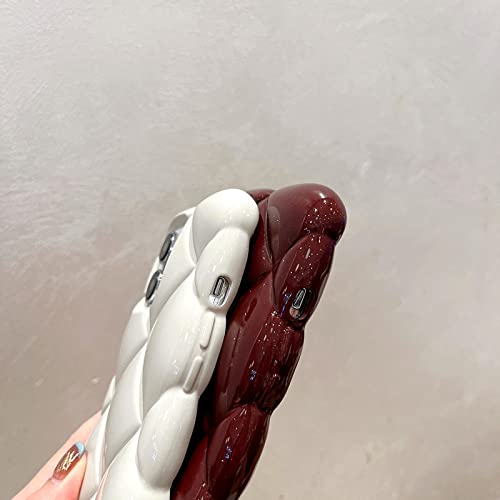 NICRX Candy Color Soft Silicone Retro Big Rhombus 3D Case para iPhone 11 12 13 14 Pro MAX 14 Plus Luxury Diamond Lattice Phone Cover,Blanco,para iPhone 13Pro MAX