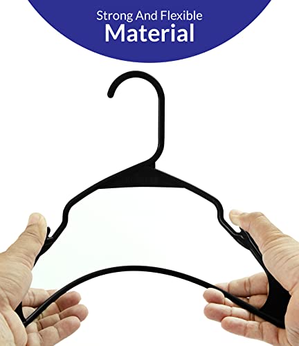 Royale 60 Pack Black Plastic Hangers For Clothes - Heavy Duty Plastic Clothes Hanger Ideal For Everyday Standard Use - Lightweight & Space Saving Notched Plastic Hangers - Slim & Sleek Shoulder Groove #TOP3