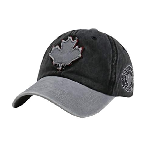 XibeiTrade Canada Maple Cotton Baseball Cap Men Women Sports Outdoor Casual Hat (Black Grey) Cover