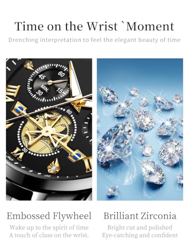 Image of OLEVS Analog Unisex Adult Couple Watch Set His & Her Matching Watches with Luxury Diamond Accents-Two-Tone Silver Strap,Blue Dial Valentine's Day Stainless Steel Original Quartz Watch Lovers Set