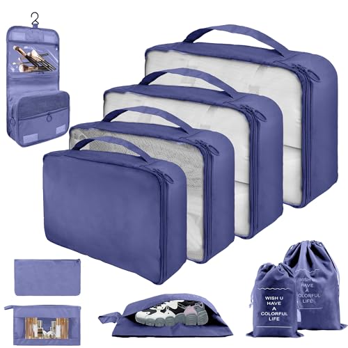 KIT 10 Organizador de Malas para Viagem: Kit Completo de Organiza&ccedil;&atilde;o - Inclui Bolsa Organizadora e...