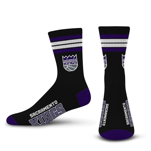 For Bare Feet NBA Sacramento Kings 4 Stripe Deuce Crew Socks Youth One Size