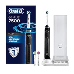 Oral-B 7500 Electric Toothbrush with Replacement Brush Heads and Travel Case, Black