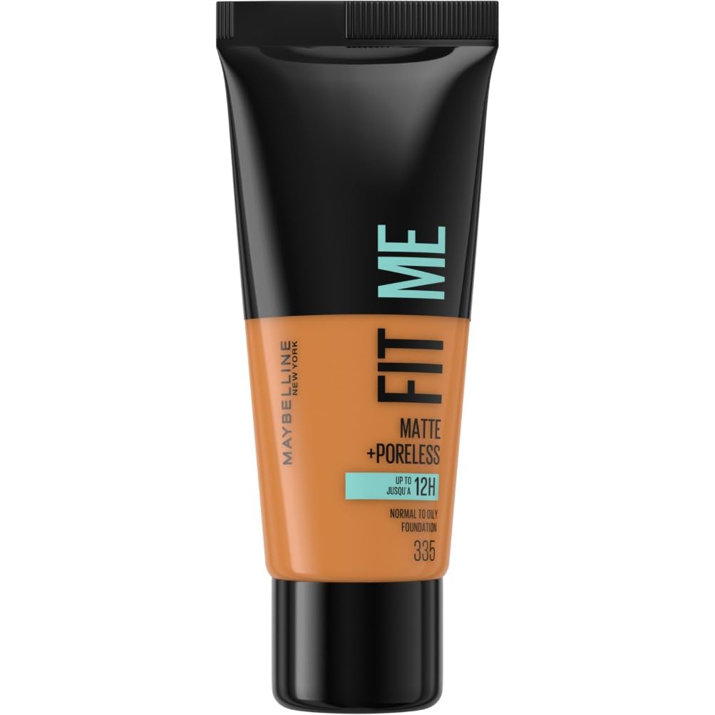 Maybelline Fit Me Foundation, Medium Coverage, Blendable With a Matte and Poreless Finish, For Normal to Oily Skin, Shade: 335 Classic Tan, 30ml
