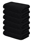 Brooklyn Linen Cotton Bath Towel 24x48 Terry Towels Pack of 6 Black Lightweight Pool Towel Set, Quic
