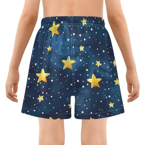 Bolaz Toddler Boys Swimwear Swim Trunks with Compression Liner 4T Stars in Dark Nigh3