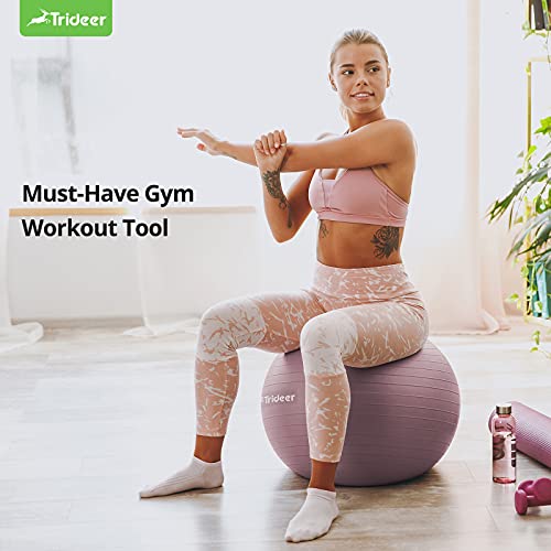 Trideer Exercise Ball, Nature Themed Yoga Ball, Easily Inflated Ball Chair, For Workout, Stability, Balance, Physical Therapy & Pregnancy, Quick Pump Included #TOP5