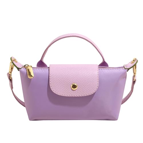 Generisch Mini Umhängetasche in Farbblockoptik für Damen, Small Crossbody Bag,Quadratische Klein Handtasche in Volltonfarbe mit Verstellbarem Riemen, Schultertasche(Lila)