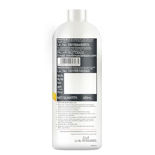 Image of MuscleBlaze Liquid L-Carnitine PRO (Tangy Orange, 450ml) | 3300mg L- Carnitine | Triple Strength Formula