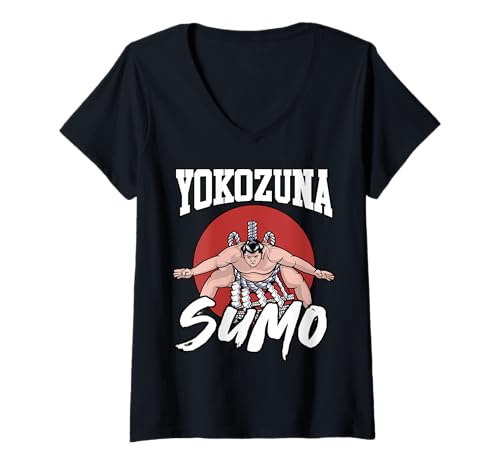 Mujer Sumo Wrestling Sumo Luchador Yokozuna Sumo Japón Camiseta Cuello V