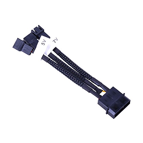 Phobya Adapter 4pin Molex na 3pin 5 V/7 V/12 V 10 cm - czarny kabel wentylatora i adapter