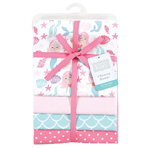 Image of Hudson Baby Unisex Baby Cotton Flannel Receiving Blankets, Mermaid, One Size