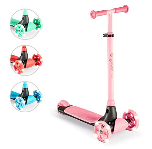 Yvolution Y Glider Kiwi | Driewielige Kick Scooter voor kinderen met LED-wielen voor kinderen vanaf 3 jaar (roze)