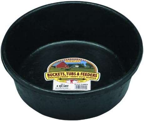 Little Giant Heavy Duty Rubber Tub Durable Rubber Feed Pan, Perfect for Indoor or Outdoor Use (4 Quart) (Item No. HP2)